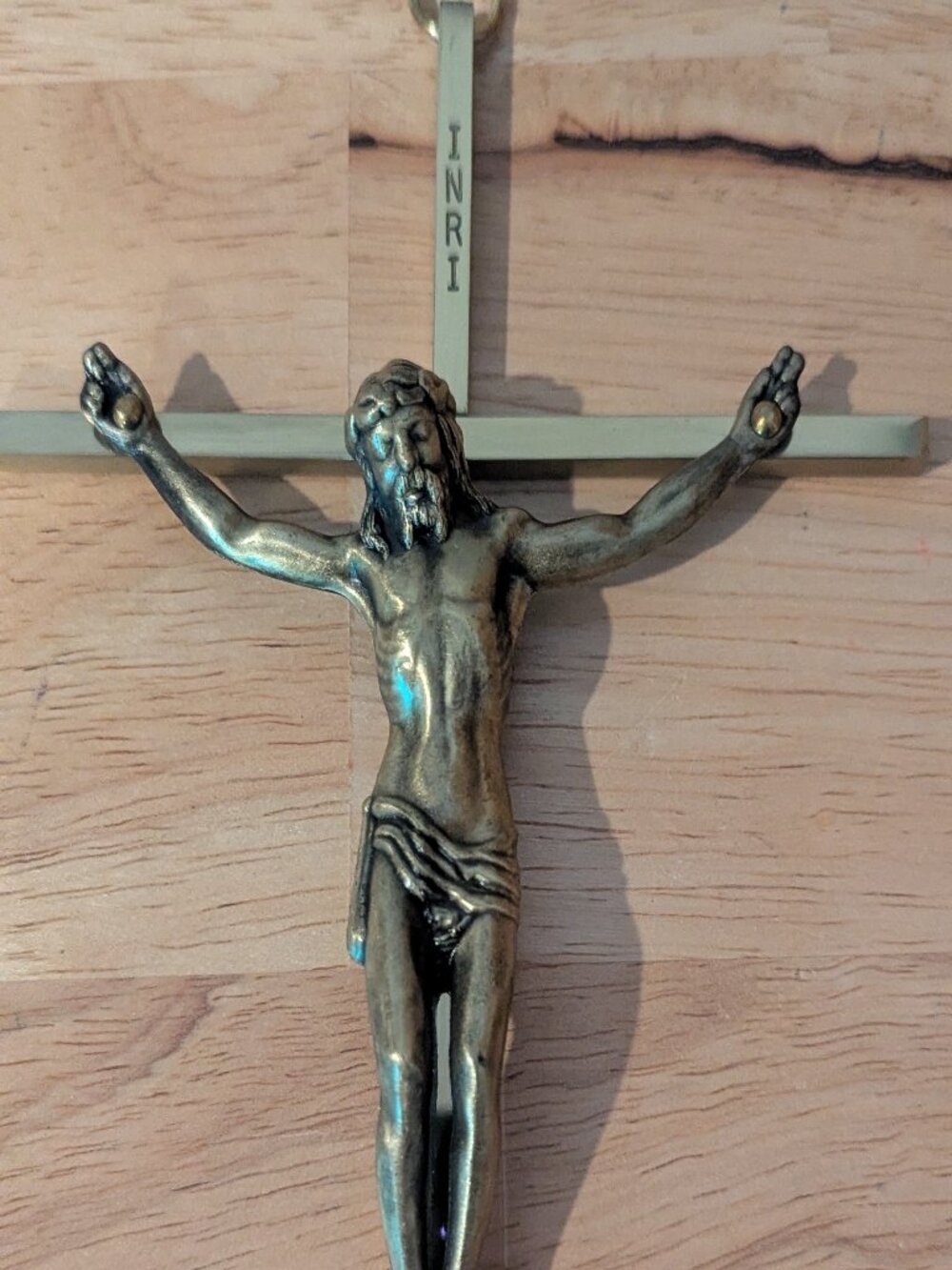 Vintage Brass Heavy Crucifix INRI Wall Art Jesus on Cross Religious Decor 10"